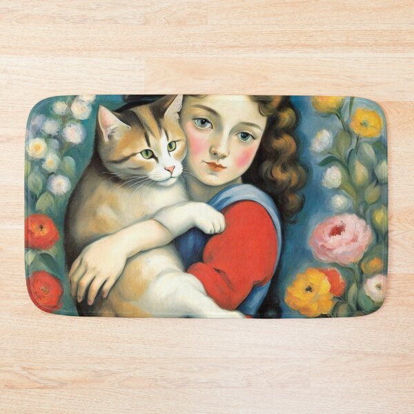 Item preview, The Girl With Her Cat  designed and sold by Owl-o-the-wisp.