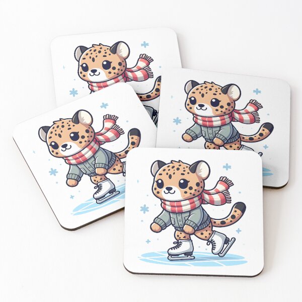 Item preview, Kawaii Cheetah Skating On Ice designed and sold by CanvasCutie.