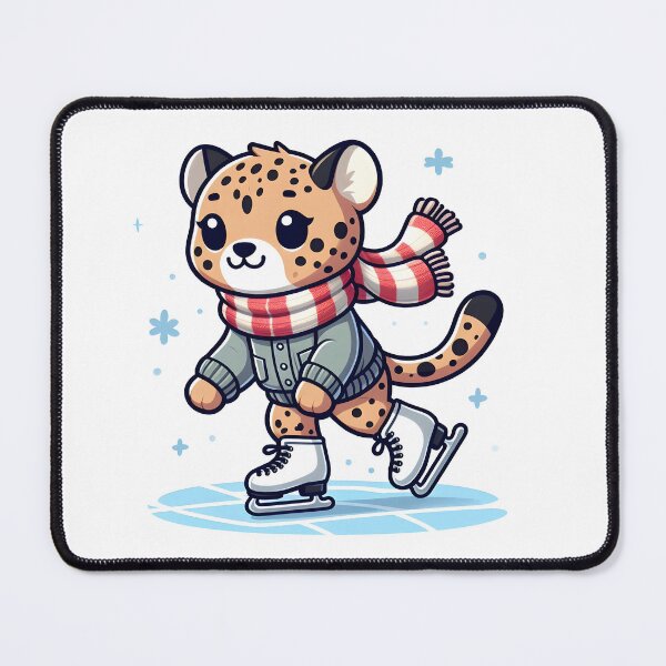 Item preview, Kawaii Cheetah Skating On Ice designed and sold by CanvasCutie.