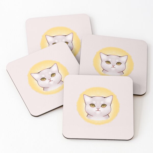 Item preview, white cat with yellow eyes designed and sold by Illustra-Artium.