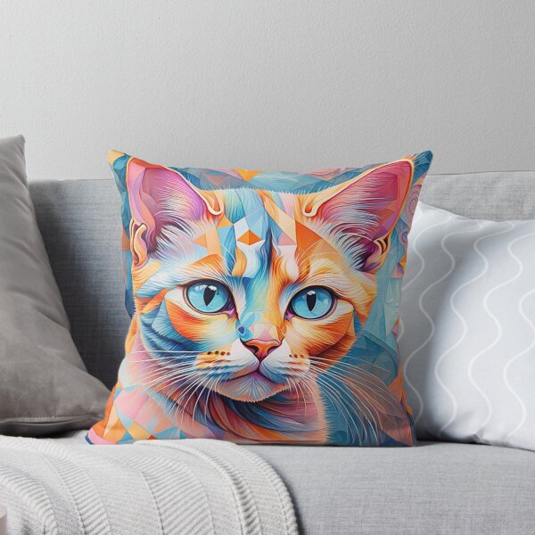 Aperçu de l'œuvre Chat roux multicolore gris / Animal géométrique design créée et vendue par GeometricPets.