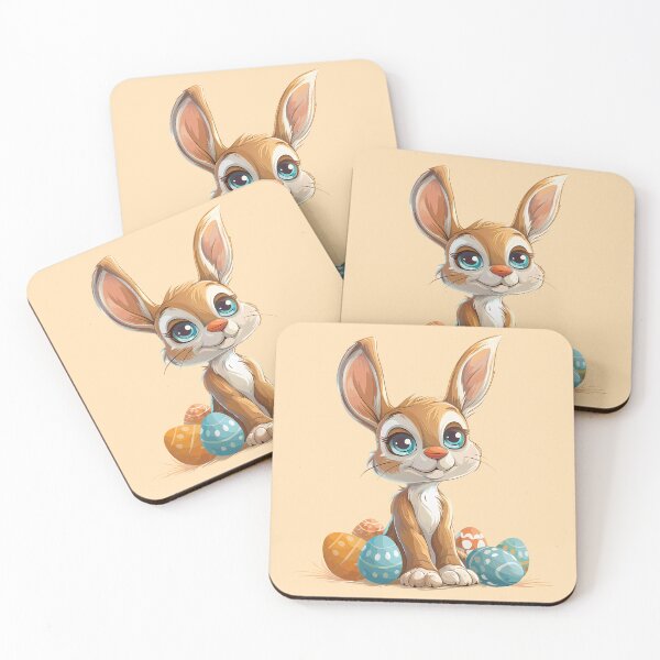 Item preview, Blue-Eyed Pastel Bunny with Easter Eggs designed and sold by LarkspurAndTea.