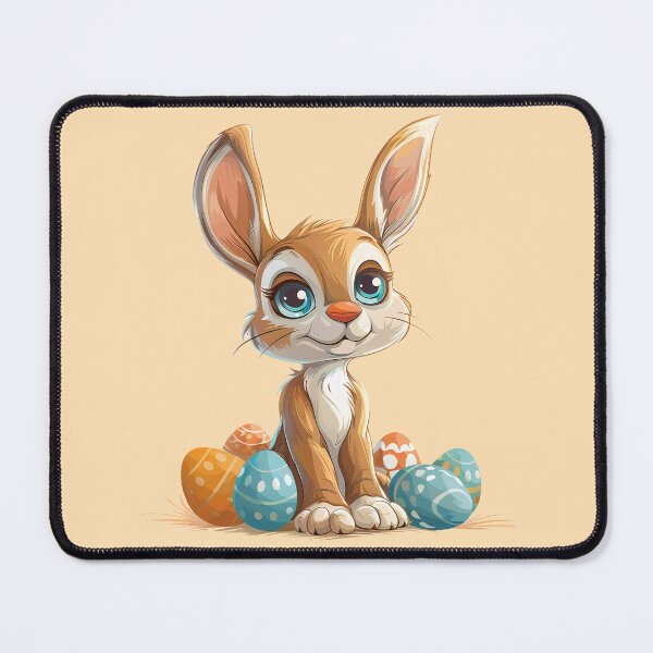 Item preview, Blue-Eyed Pastel Bunny with Easter Eggs designed and sold by LarkspurAndTea.