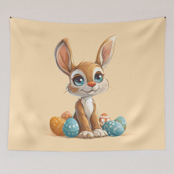 Item preview, Blue-Eyed Pastel Bunny with Easter Eggs designed and sold by LarkspurAndTea.