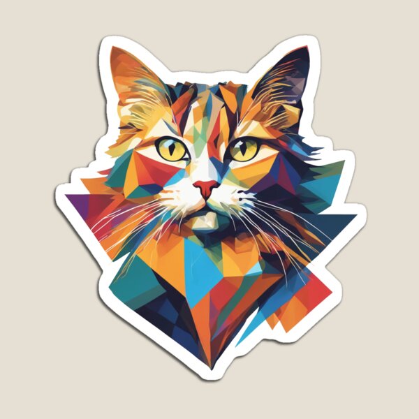 Item preview, Retrato geométrico de gato con ojos verdes / Diseño animal geométrico designed and sold by GeometricPets.