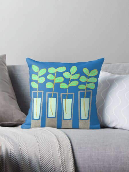 Growing Plant, Gold and Silver, Pea Sprouts Throw Pillow