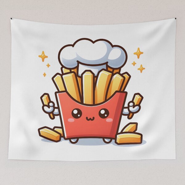 Item preview, Kawaii French Fries With Chef Hat designed and sold by CanvasCutie.