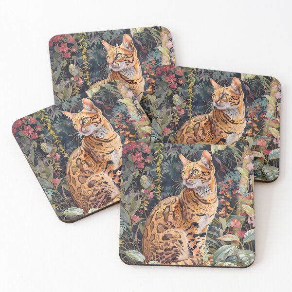 Item preview, “Tropical Garden” – An oasis of lush life where Bengal seems to be the central jewel. designed and sold by PaintedKitties.