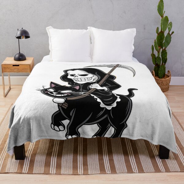 Item preview, La divertida Grim Reaper monta un gato negro designed and sold by IlikeStyle.