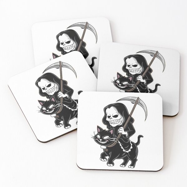 Item preview, La divertida Grim Reaper monta un gato negro designed and sold by IlikeStyle.