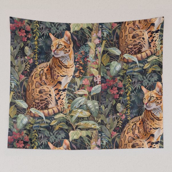 Item preview, “Tropical Garden” – An oasis of lush life where Bengal seems to be the central jewel. designed and sold by PaintedKitties.