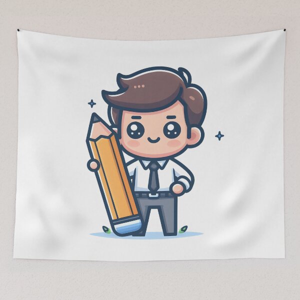 Item preview, Kawaii Graphic Designer Holding A Pencil designed and sold by CanvasCutie.