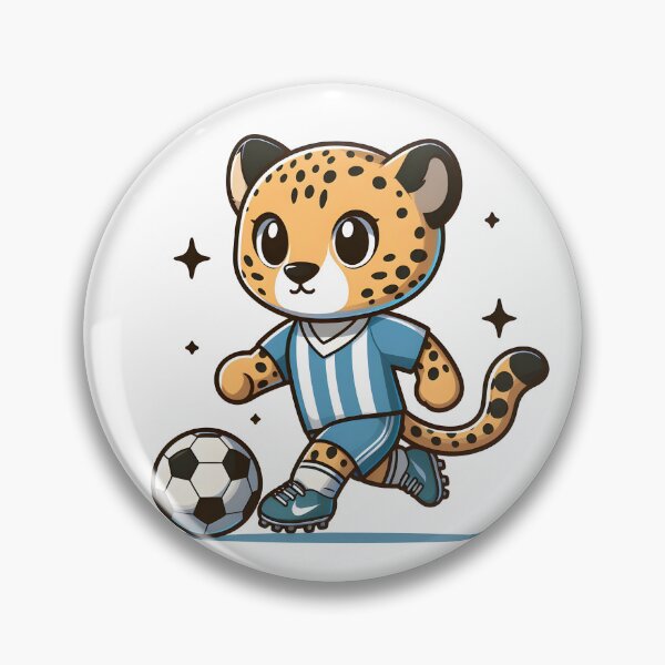 Artikelvorschau, Kawaii-Gepard trägt ein Fußballtrikot und Fußballschuhe und spielt Fußball entworfen und verkauft von CanvasCutie.