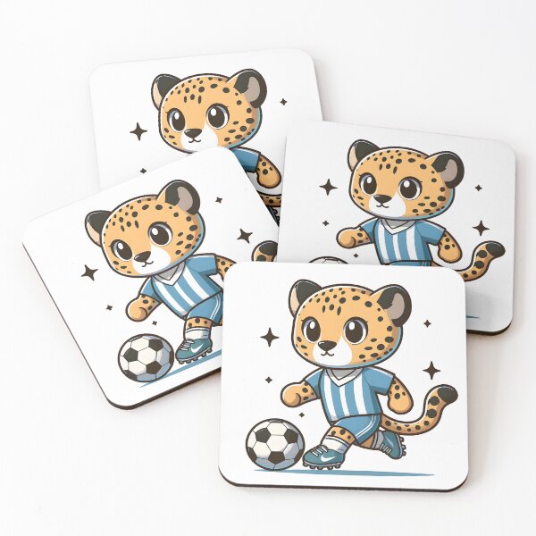 Item preview, Kawaii Cheetah Wearing A Soccer Jersey And Cleats Playing Soccer designed and sold by CanvasCutie.