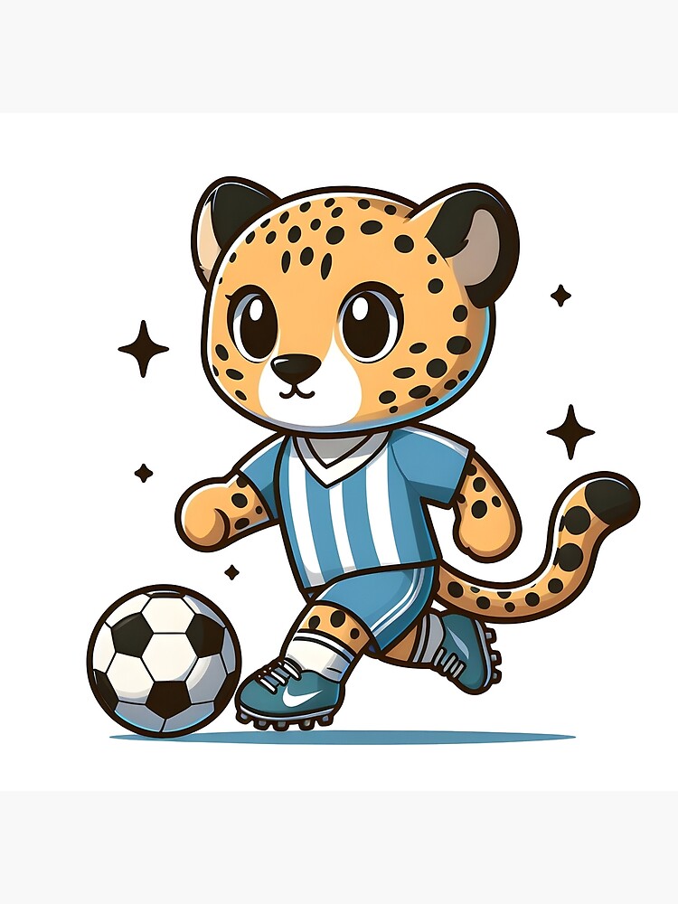 Kawaii Cheetah Wearing A Soccer Jersey And Cleats Playing Soccer Poster for Sale by CanvasCutie Redbubble