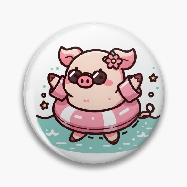 Item preview, Kawaii Pig With Arm Floaties designed and sold by CanvasCutie.