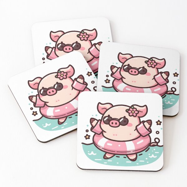 Item preview, Kawaii Pig With Arm Floaties designed and sold by CanvasCutie.