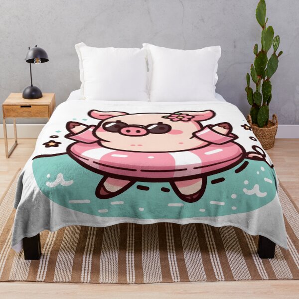 Item preview, Kawaii Pig With Arm Floaties designed and sold by CanvasCutie.