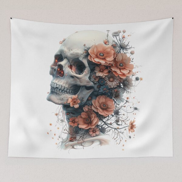 Item preview, Skull with flowers designed and sold by InfinityCircle.