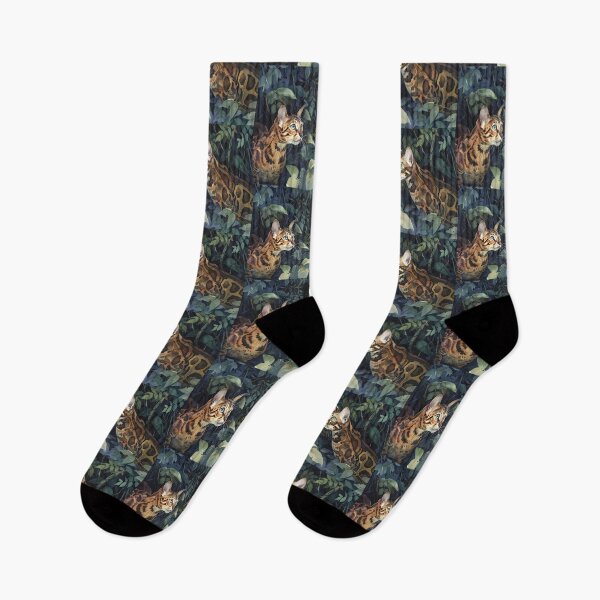 Item preview, “Hidden in the Emeralds” – Two spotted felines blending into the dense, verdant vegetation. designed and sold by PaintedKitties.