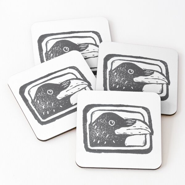 Item preview, black raven linocut print designed and sold by CrittersByLola.