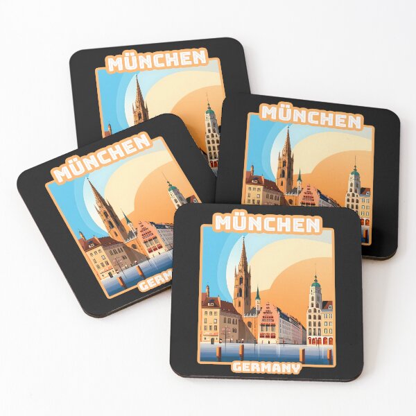 Item preview, Vintage retro Architectural landscape of Munchen, Germany. Beautiful travel design. designed and sold by Unitepeople.