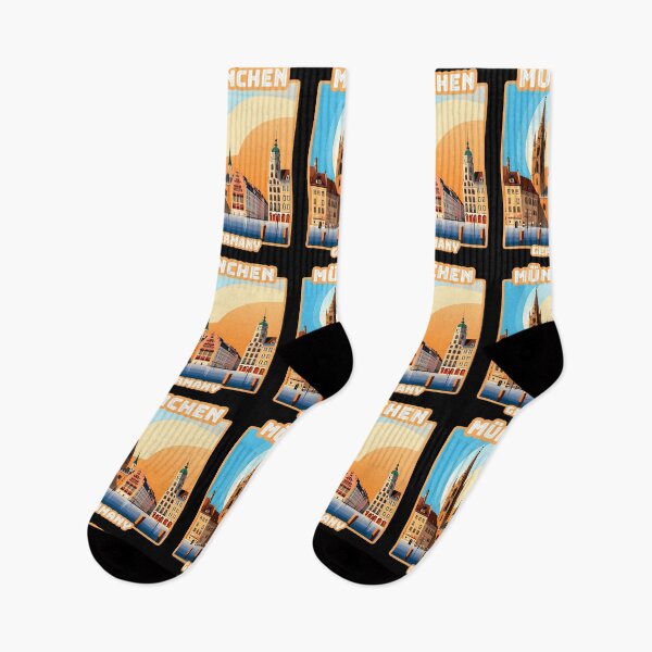 Item preview, Vintage retro Architectural landscape of Munchen, Germany. Beautiful travel design. designed and sold by Unitepeople.