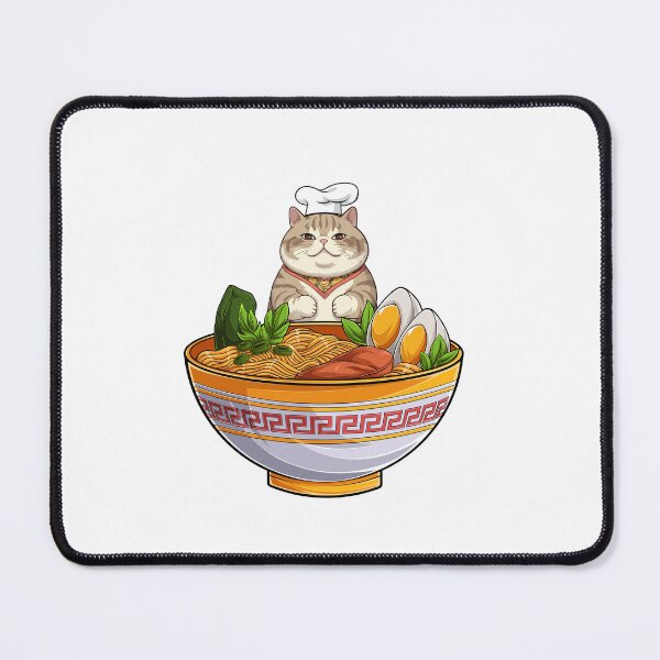 Item preview, Chibby ramen cat, chubby cat chef with bowl of ramen designed and sold by BritishDelights.