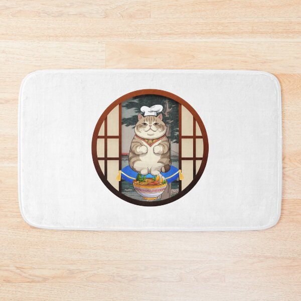 Item preview, Chibby ramen cat, chubby cat chef with bowl of ramen designed and sold by Britishdelights.