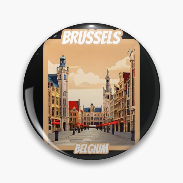 Artikelvorschau, Vintage Retro-Architekturlandschaft von Brüssel, Belgien. Schönes Reisedesign. entworfen und verkauft von Unitepeople.