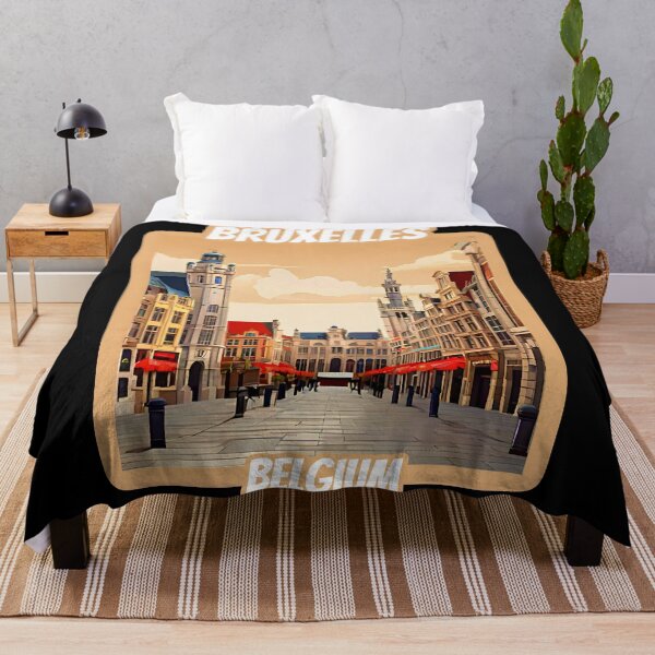 Item preview, Vintage retro Architectural landscape of Bruxelles, Belgium. Beautiful travel design. designed and sold by Unitepeople.