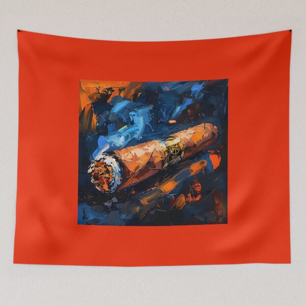 Item preview, Midnight Ember- A Digital Canvas of Cigar's Fiery Brushstrokes and Coal Blue Depths designed and sold by OlfactoART Studio.