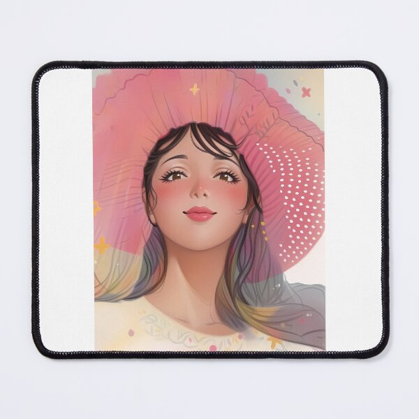 Item preview, AI lady in pink hat designed and sold by lusiakotowska.