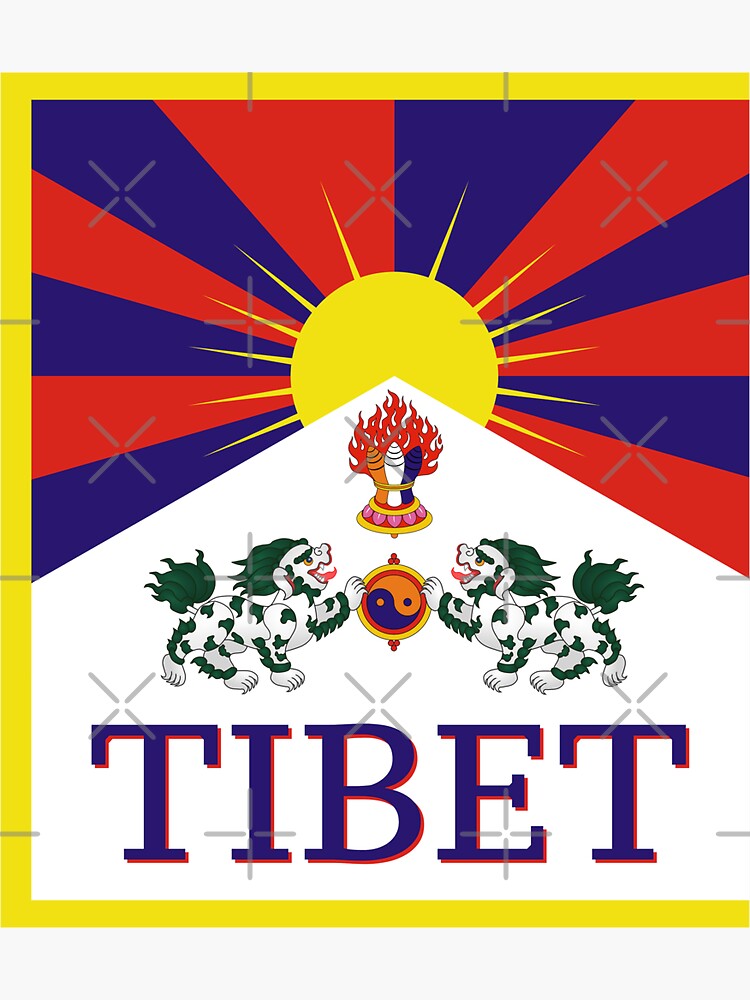 Tibetan Tibet flag with Tibet text Sticker