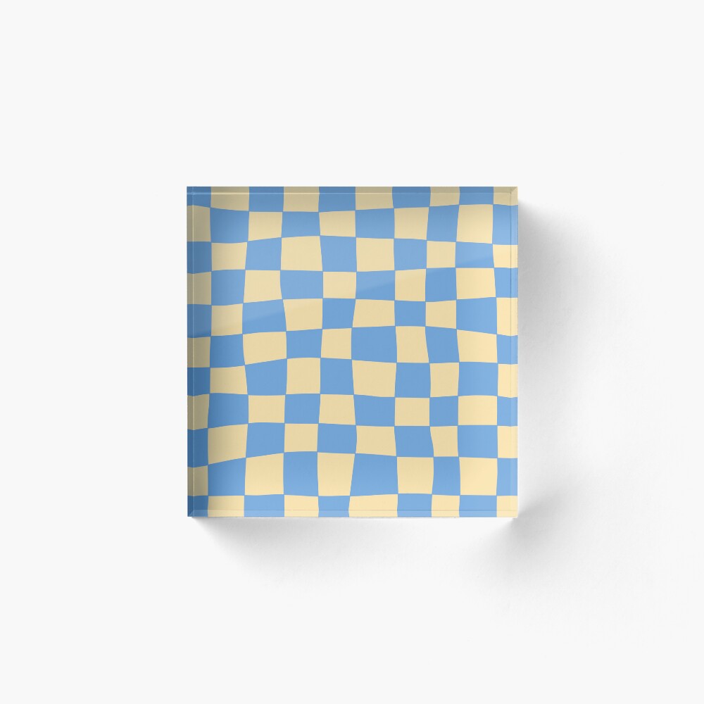 Hand Drawn Checkerboard Pattern (blue/soft yellow) Art Board Print