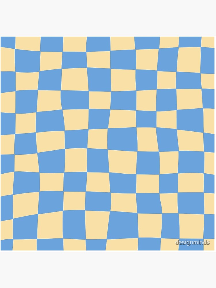 Hand Drawn Checkerboard Pattern (blue/soft yellow) Art Board Print