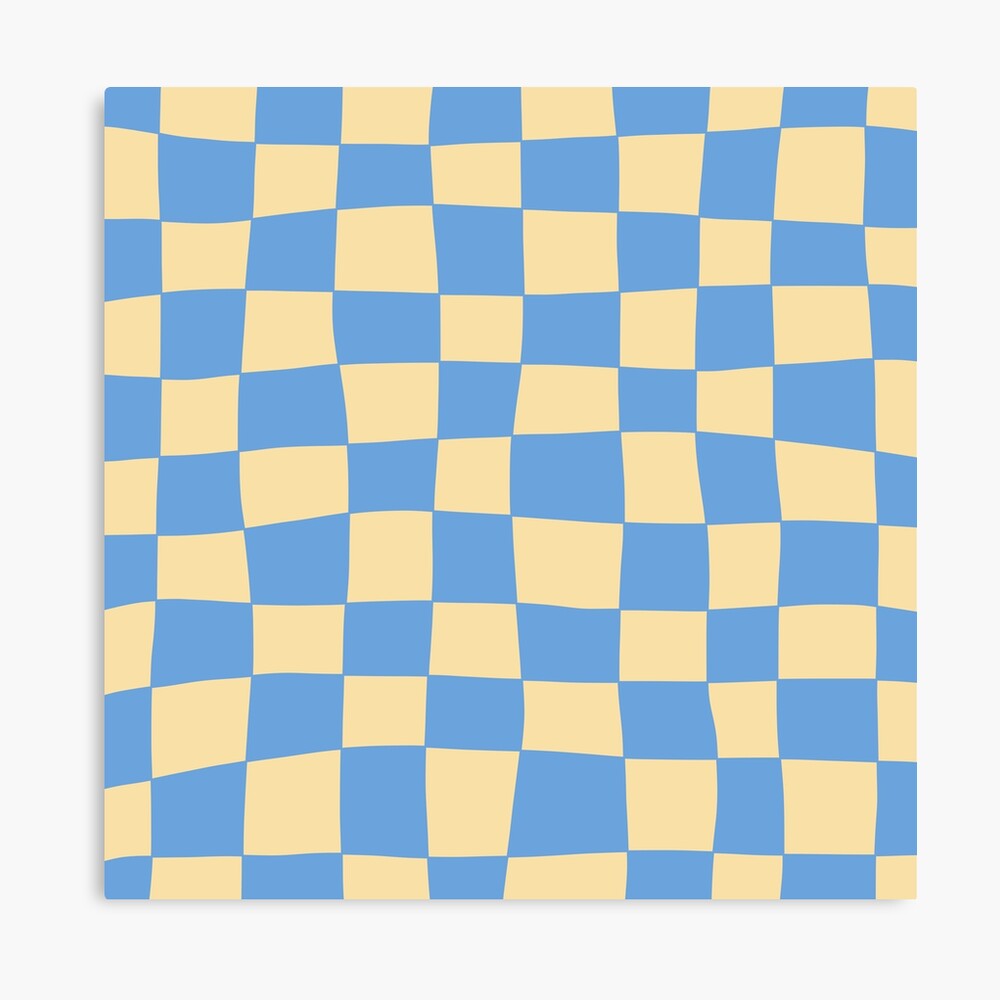 Hand Drawn Checkerboard Pattern (blue/soft yellow) Art Board Print