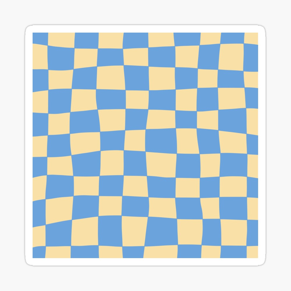 Hand Drawn Checkerboard Pattern (blue/soft yellow) Art Board Print