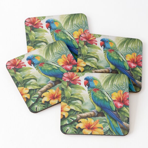 Item preview, RogerPattern - "Jewel in the Garden: The Vibrant Parrot Amongst Blossoms and Leaves" designed and sold by RogerPattern.