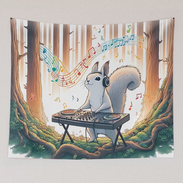 Item preview, Wild Symphony: A DJ Squirrel Playing Magical Melodies designed and sold by Redwal15.