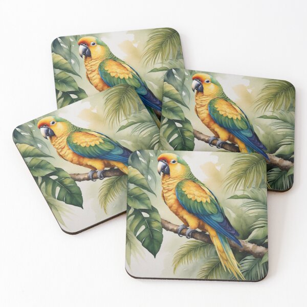 Item preview, RogerPattern - "Sunlit Perch: The Radiant Yellow Parrot Amongst Verdant Foliage" designed and sold by RogerPattern.