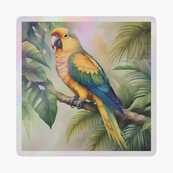 Item preview, RogerPattern - "Sunlit Perch: The Radiant Yellow Parrot Amongst Verdant Foliage" designed and sold by RogerPattern.