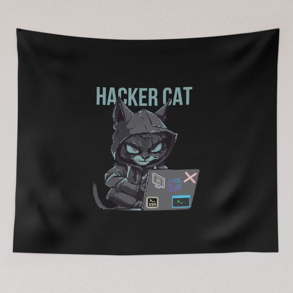 Item preview, Hacker Cat, Hooded Penetration Tester, White Hat Cat t-shirt designed and sold by Reichcorp.