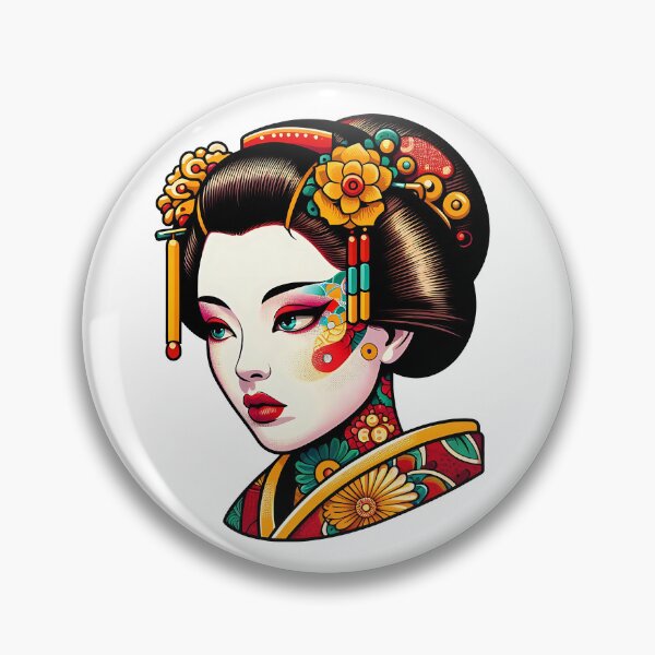Item preview, Geisha Head Portrait - Colored Illustration designed and sold by AD-Digital-Art.