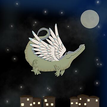 Artwork thumbnail, Crocodile Flying by RhondaLuluArt