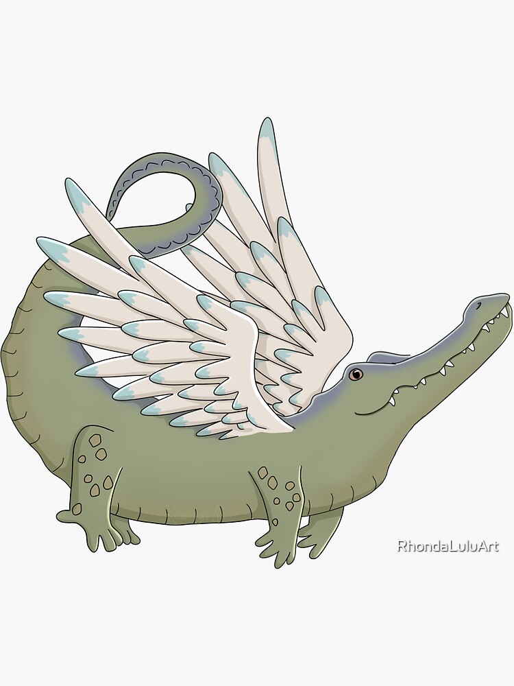 Thumbnail 3 of 3, Sticker, Crocodile Flying designed and sold by RhondaLuluArt.