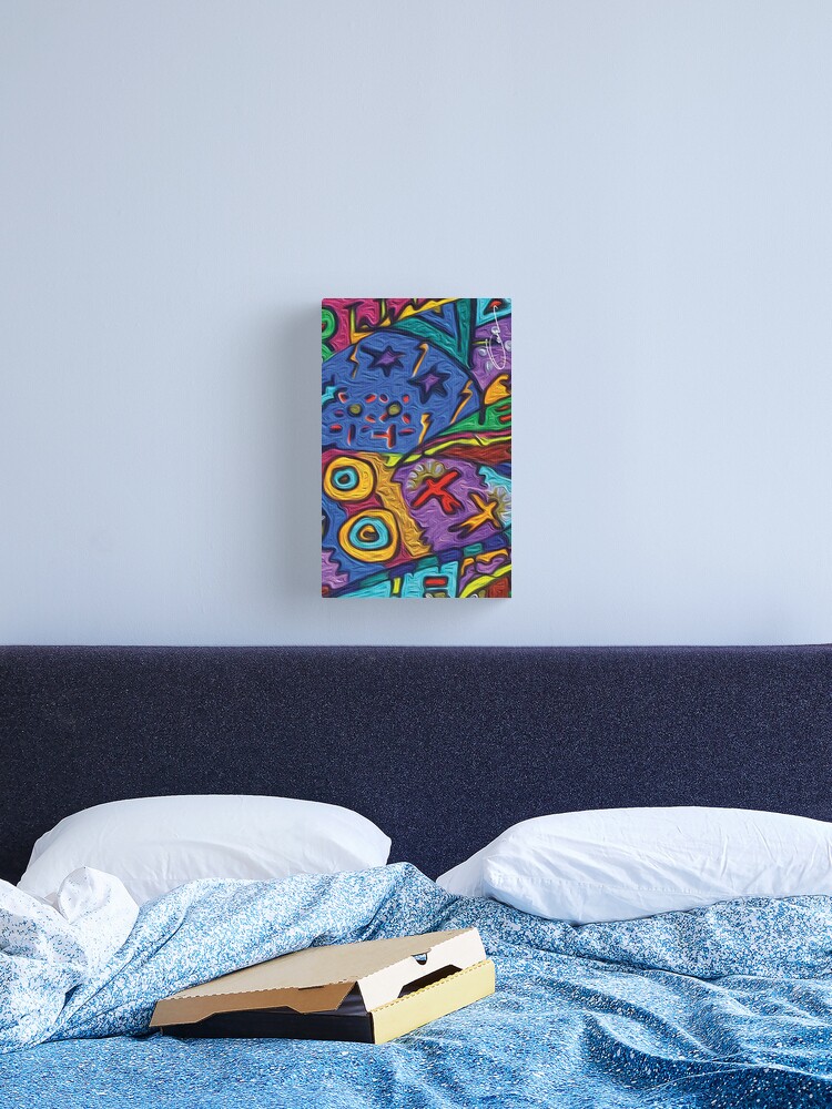 Thumbnail 2 of 3, Canvas Print, Whimsical Life Cycle hand drawing with intense multicolors. designed and sold by GDRDesign.