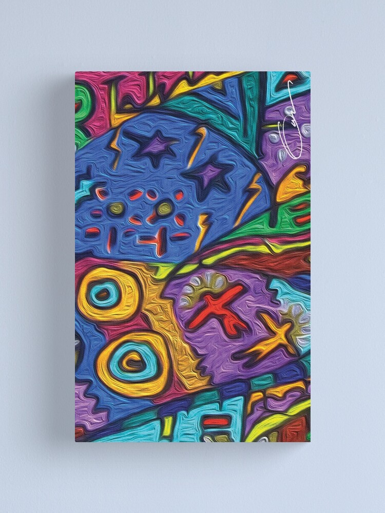 Thumbnail 1 of 3, Canvas Print, Whimsical Life Cycle hand drawing with intense multicolors. designed and sold by GDRDesign.
