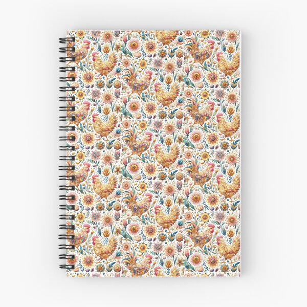 Item preview, Folk Art Chickens floral pattern 4 designed and sold by FOLK ART FUSION.