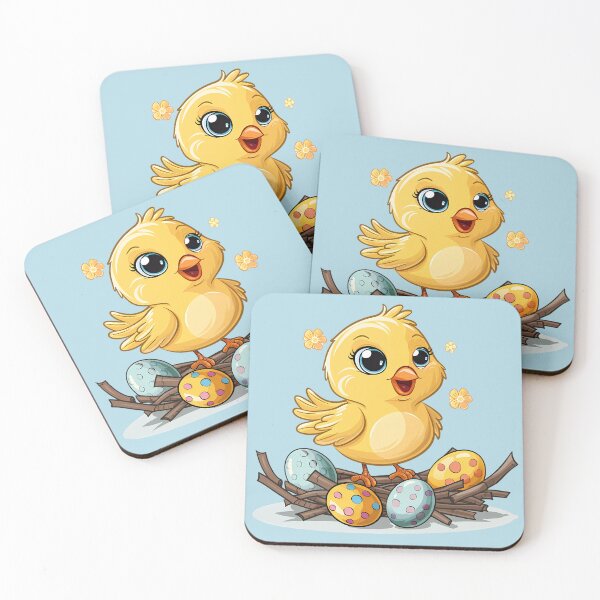 Item preview, Yellow Bird on Nest of Easter Eggs designed and sold by LarkspurAndTea.